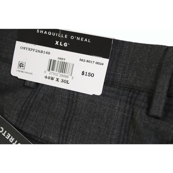 Men Dress Pants Shaquille O'Neal Mens Flat Front Suit Pants 44w X 30L Grey - Picture 5 of 6